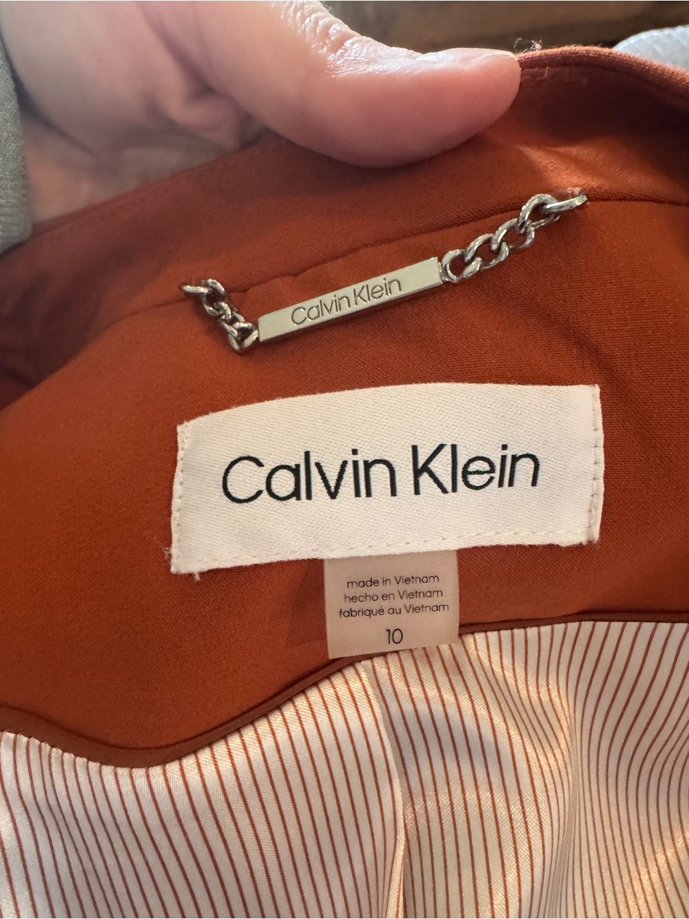 Calvin Klein Rust Open-Front Long Blazer - Picture 6 of 7